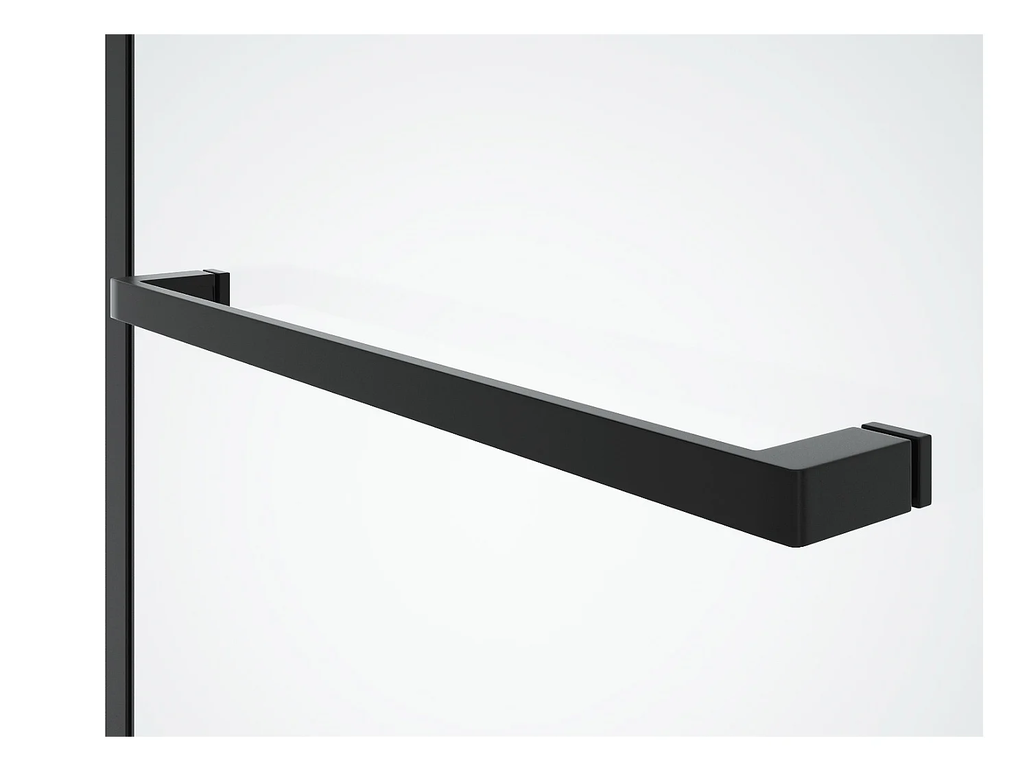 Pare baignoire avec porte-serviette et retour pivotant noir mat - (70 + 30) x 140 cm - PRIMAEL