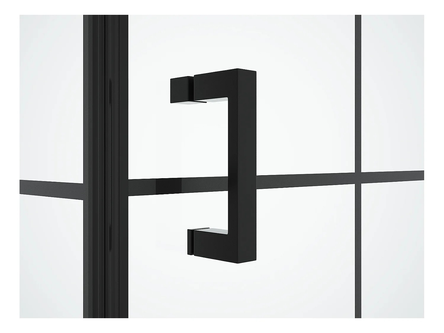 Paroi de douche fixe avec porte pivotante serigraphiée noir mat - 80 x 80 x 190 cm - CAPARICA