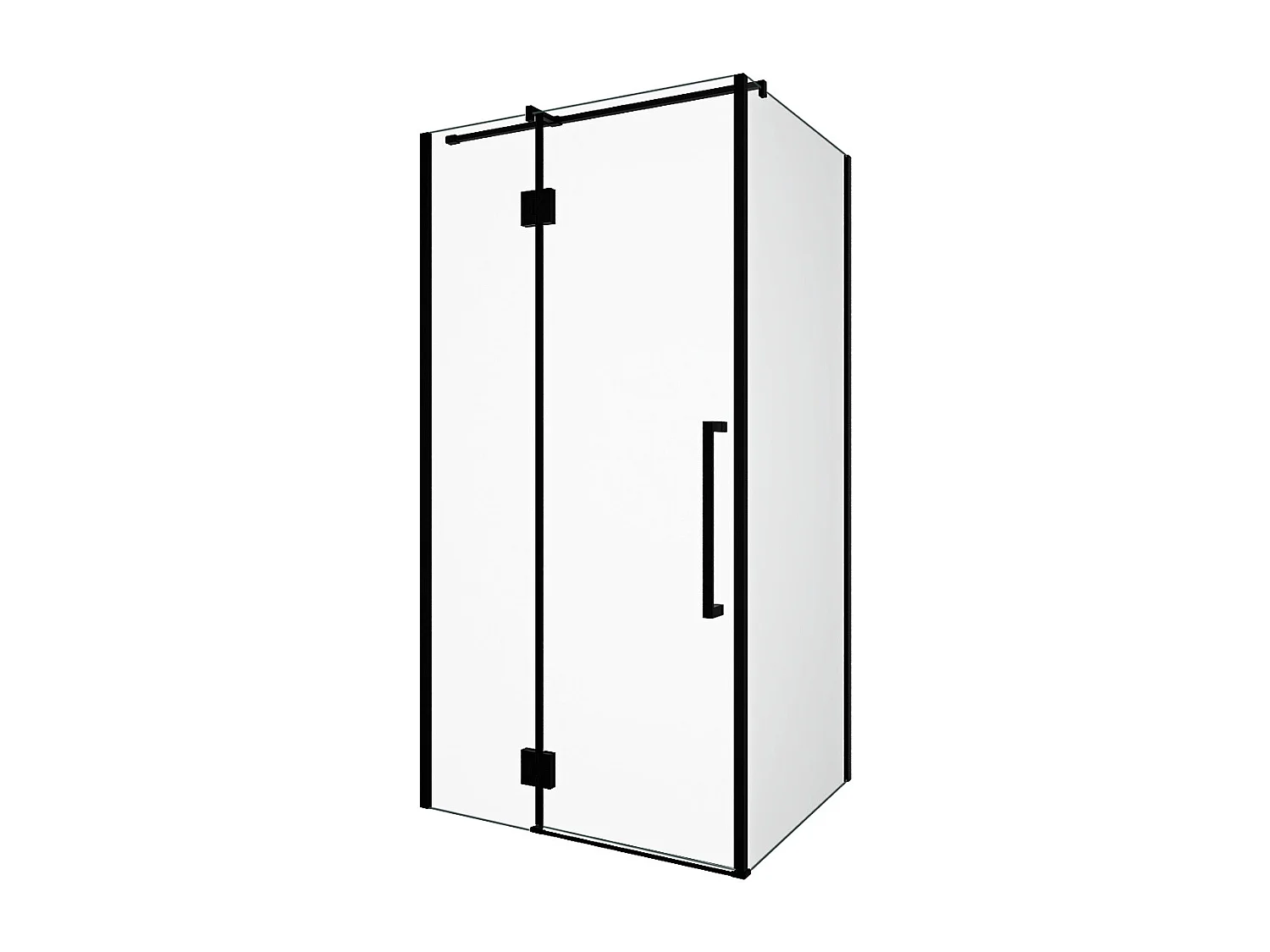 Painel de duche fixo com porta giratória preto mate estilo industrial 80 x 100 x 190 cm - PRINCETON