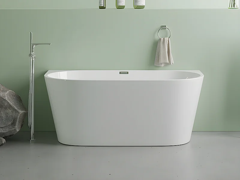 Bañera semi exenta - 175L - 130 x 71,5 x 58 cm - blanco - Acrílico - DIVINA