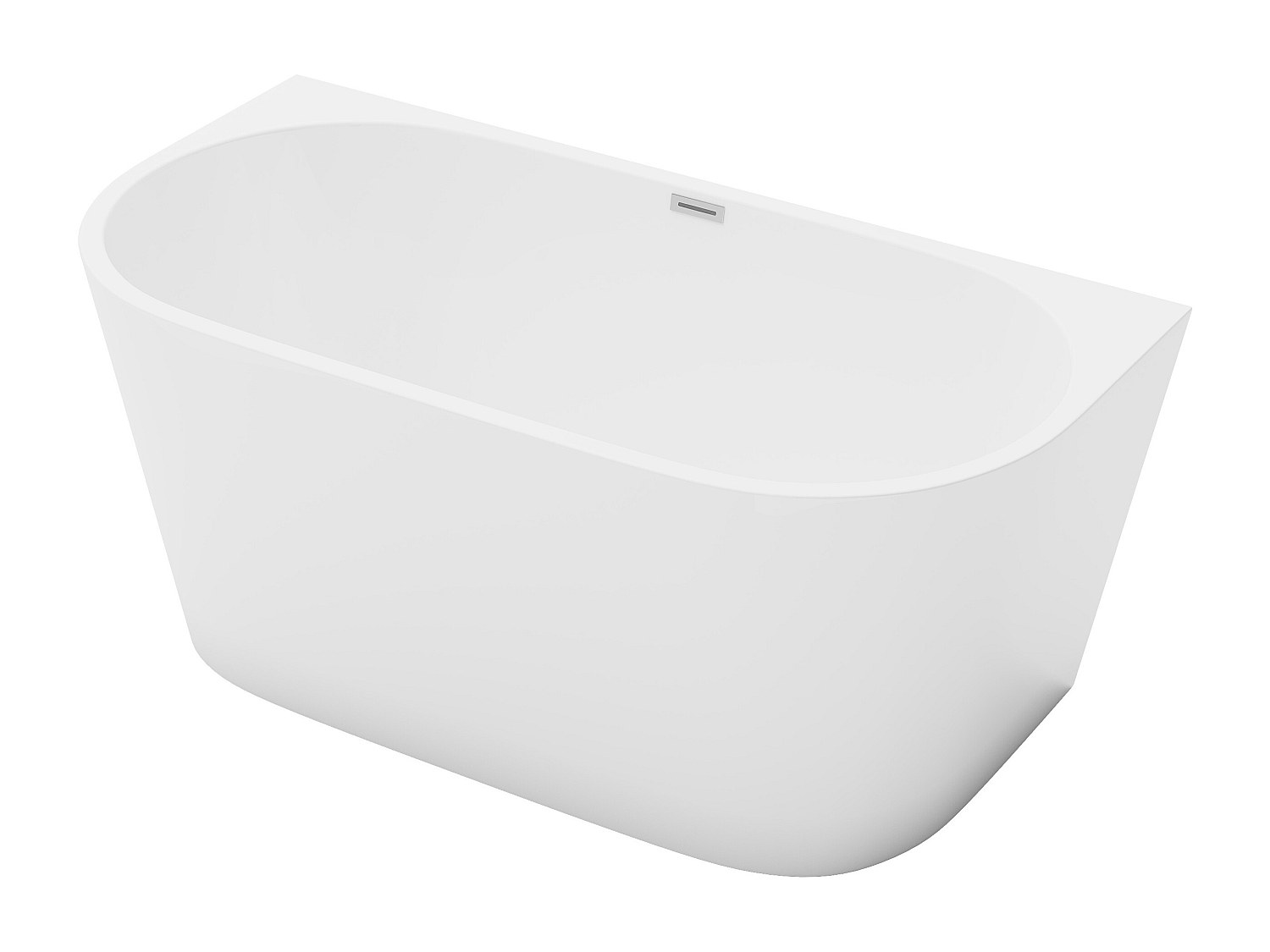 Halb freistehende Badewanne - 175L - 130 x 71,5 x 58 cm - Acryl - Weiß - DI günstig online kaufen