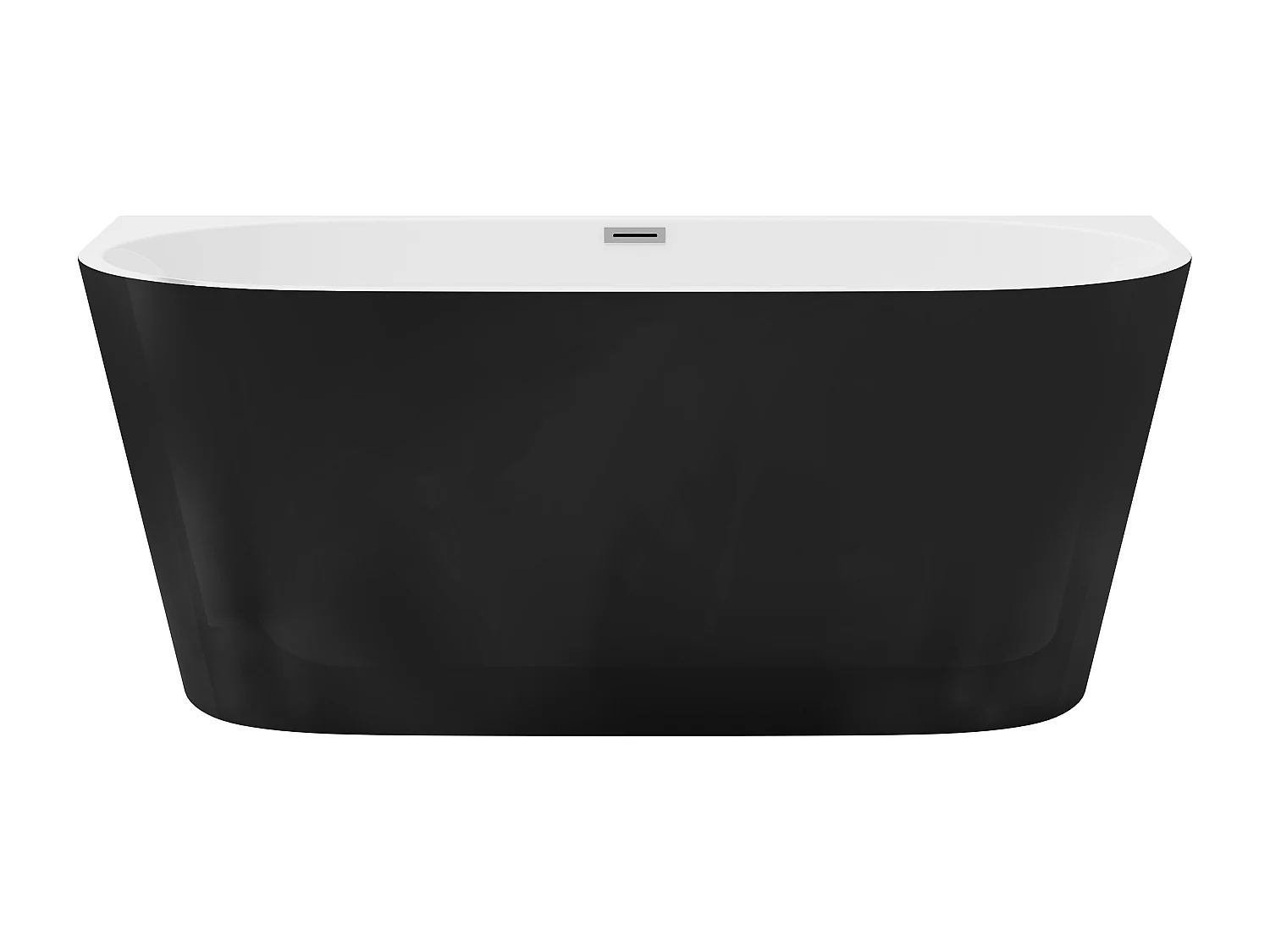 Halb freistehende Badewanne - 175L - 130 x 71,5 x 58 cm -  Acryl - Schwarz matt - DIVINA