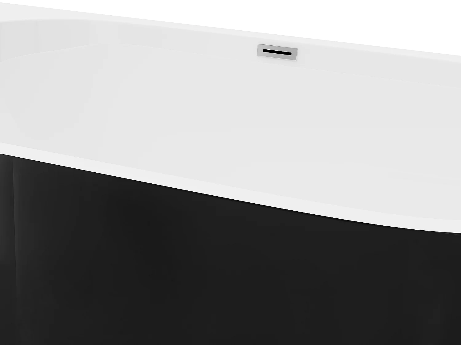 Halb freistehende Badewanne - 175L - 130 x 71,5 x 58 cm -  Acryl - Schwarz matt - DIVINA