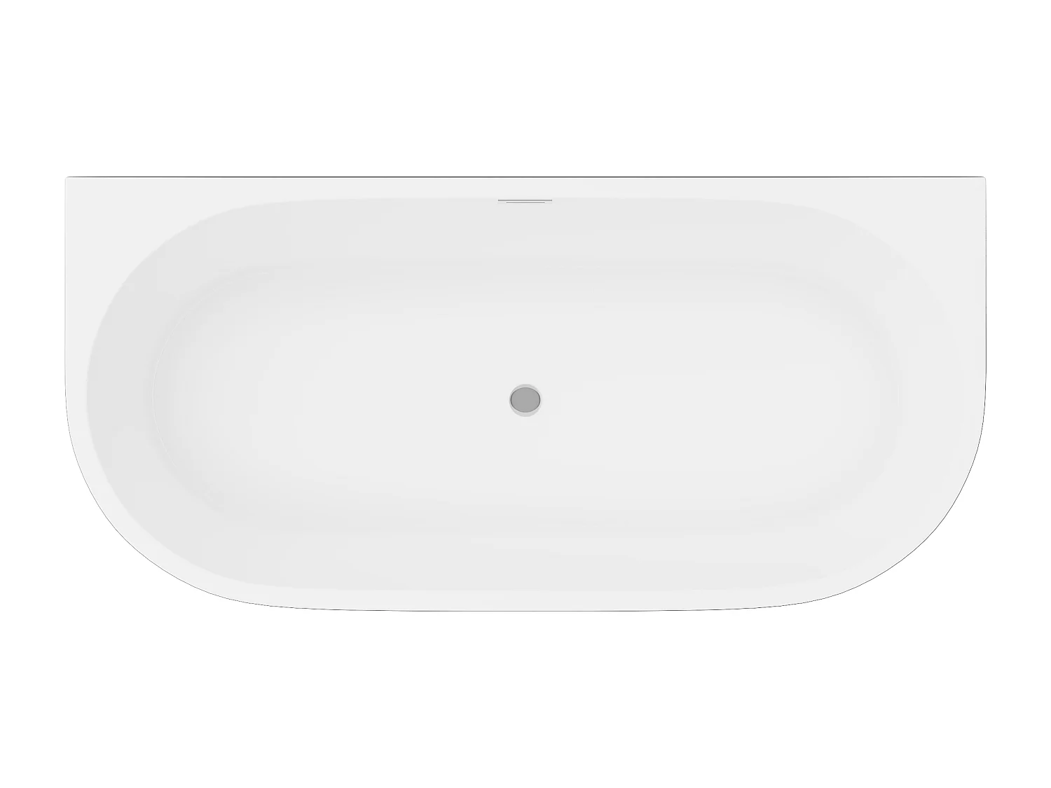 Halb freistehende Badewanne - 175L - 130 x 71,5 x 58 cm -  Acryl - Schwarz matt - DIVINA