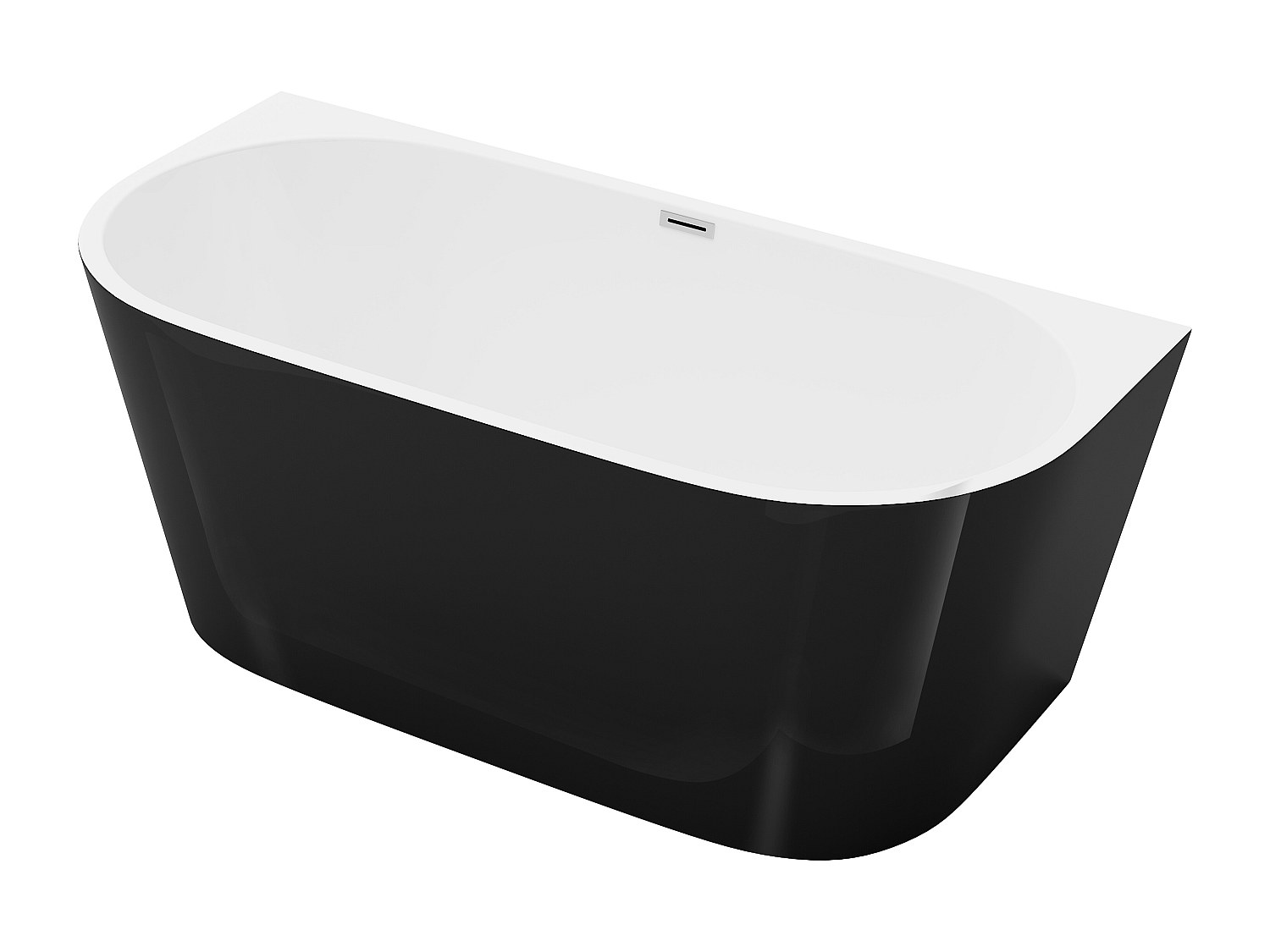 Halb freistehende Badewanne - 175L - 130 x 71,5 x 58 cm -  Acryl - Schwarz günstig online kaufen