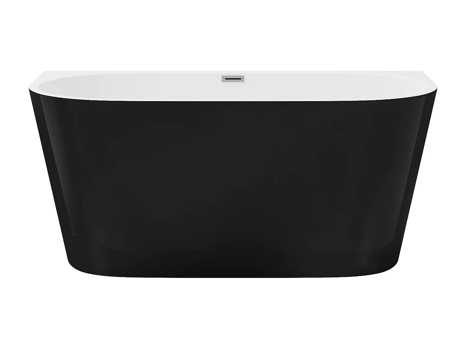 Halb freistehende Badewanne - 200L - 150 x 75 x 58 cm -  Acryl - Schwarz matt - DIVINA