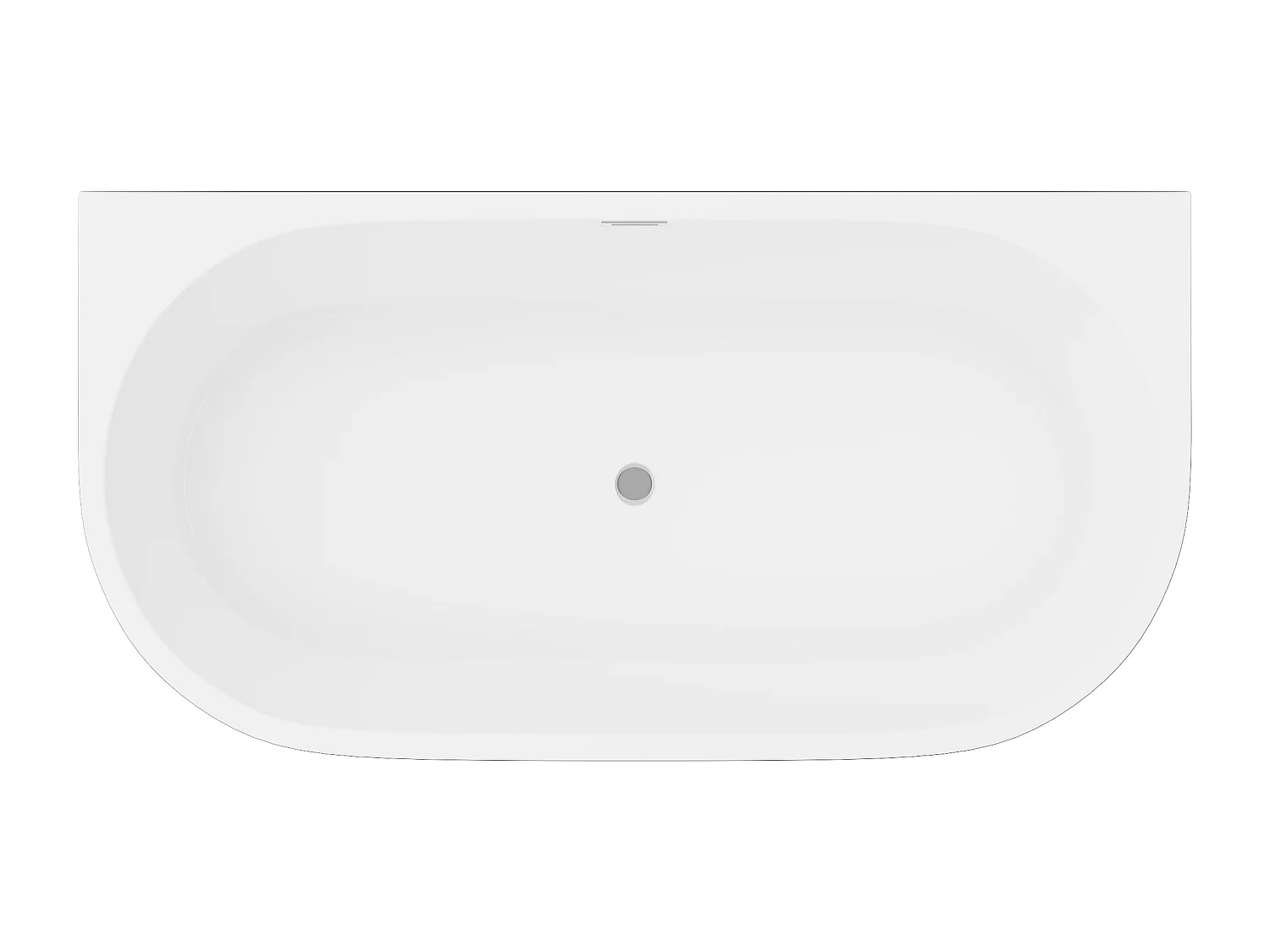 Halb freistehende Badewanne - 200L - 150 x 75 x 58 cm -  Acryl - Schwarz matt - DIVINA