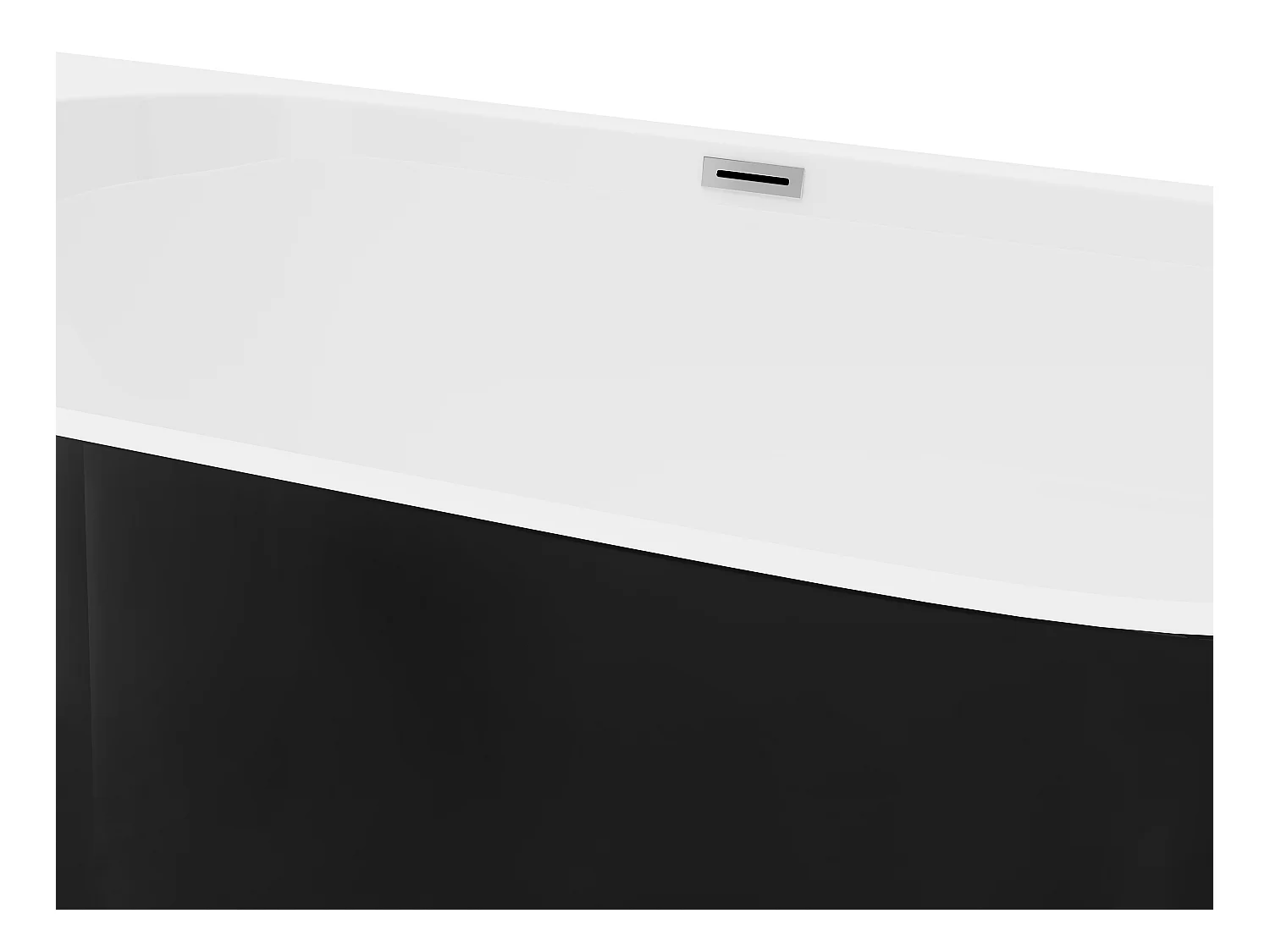 Halb freistehende Badewanne - 200L - 150 x 75 x 58 cm -  Acryl - Schwarz matt - DIVINA