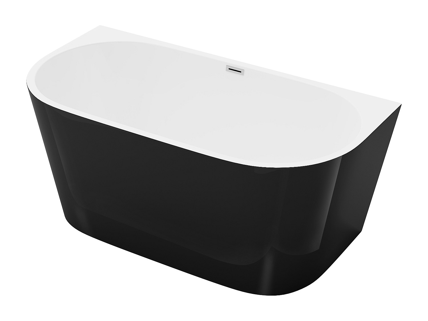 Halb freistehende Badewanne - 200L - 150 x 75 x 58 cm -  Acryl - Schwarz ma günstig online kaufen