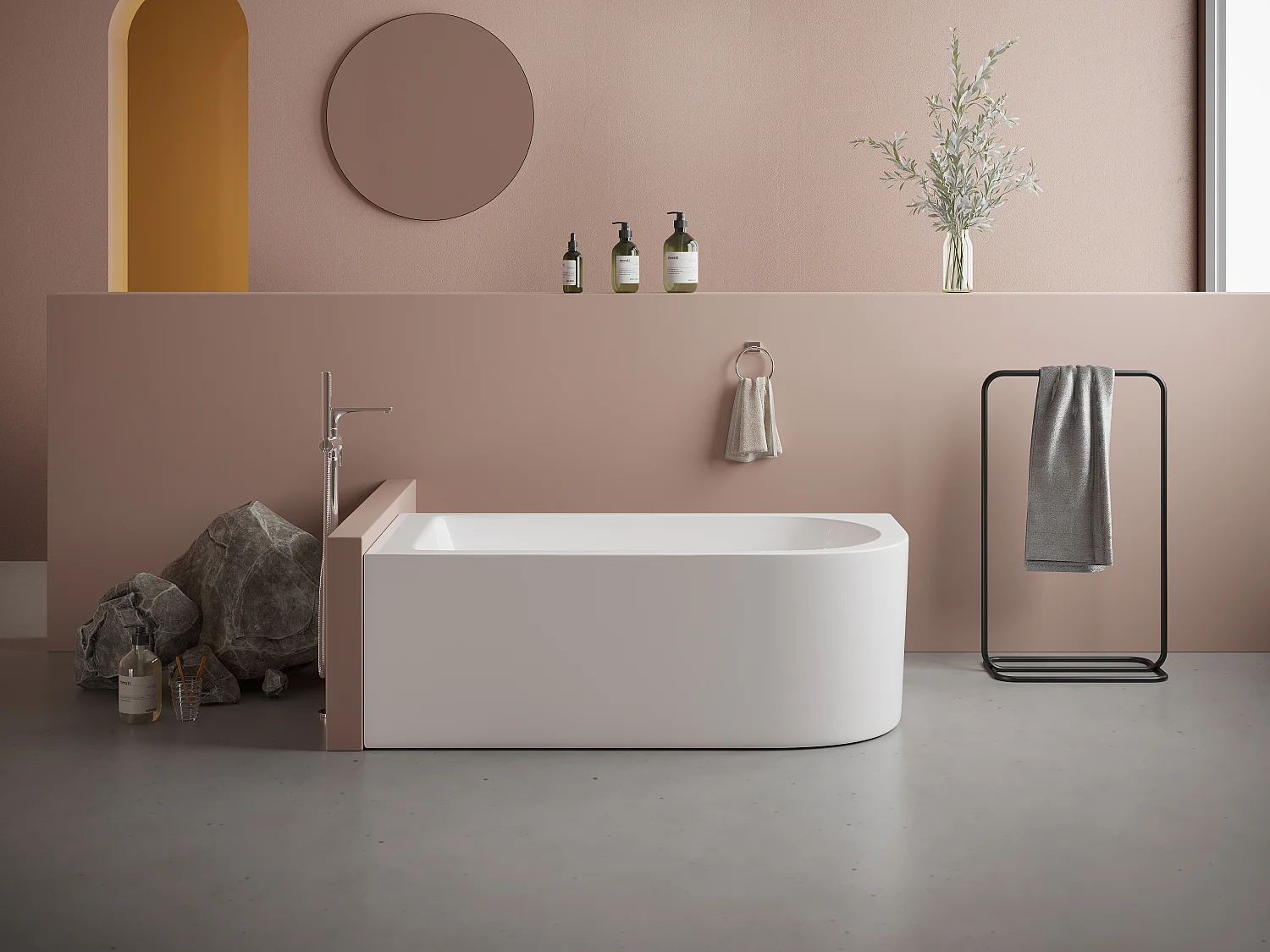 Eckbadewanne - 201L - 150 x 75 x 58 cm - Ecke Links - Weiß - AKINA