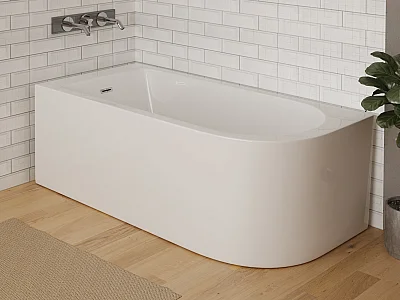 Hoekbad – 150 × 75 × 58 cm – wit – linkerhoek – 201 L – ANIKA
