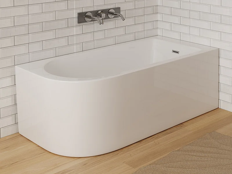 Baignoire d'angle - 201L - 150 x 75 x 58 cm - Blanche - Angle droit - ANIKA