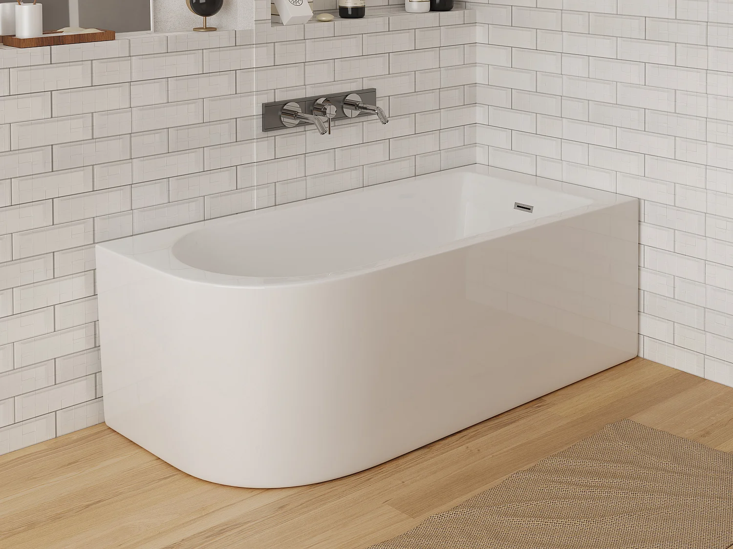 Eckbadewanne - 201L - 150 x 75 x 58 cm - Ecke Rechts - Weiß - AKINA