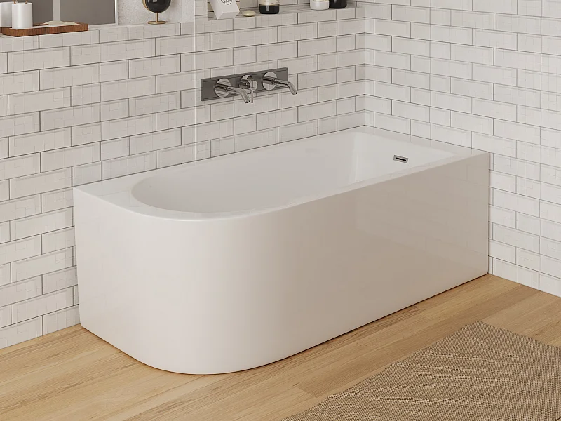 Baignoire d'angle - 201L - 150 x 75 x 58 cm - Blanche - Angle droit - ANIKA