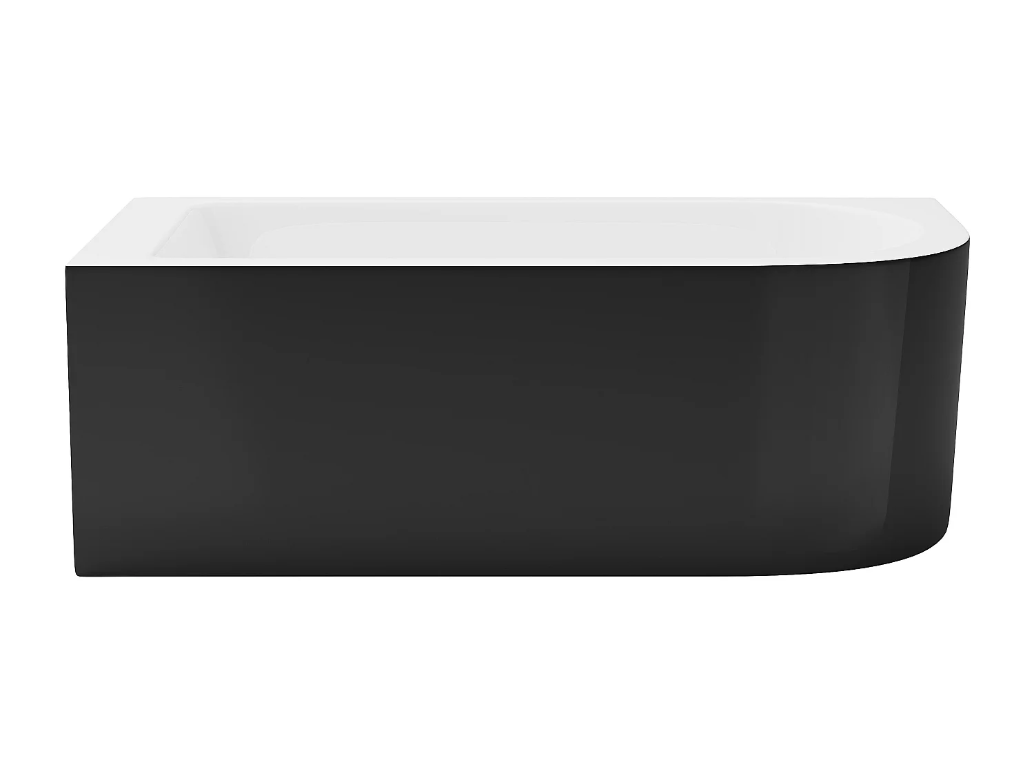 Eckbadewanne - 240L - 170 x 75 x 58 cm - Ecke Links - Schwarz matt - AKINA