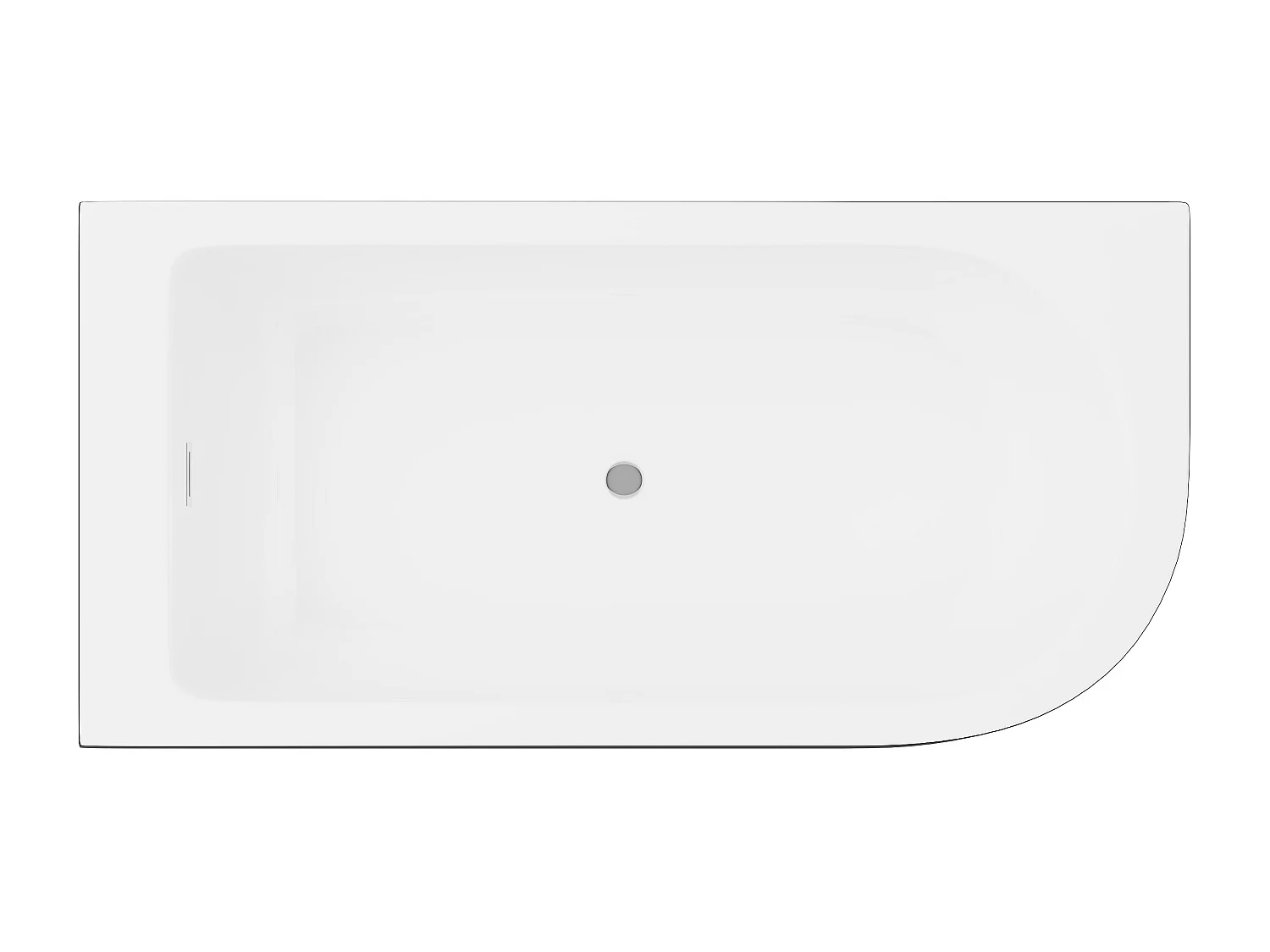 Eckbadewanne - 240L - 170 x 75 x 58 cm - Ecke Links - Schwarz matt - AKINA