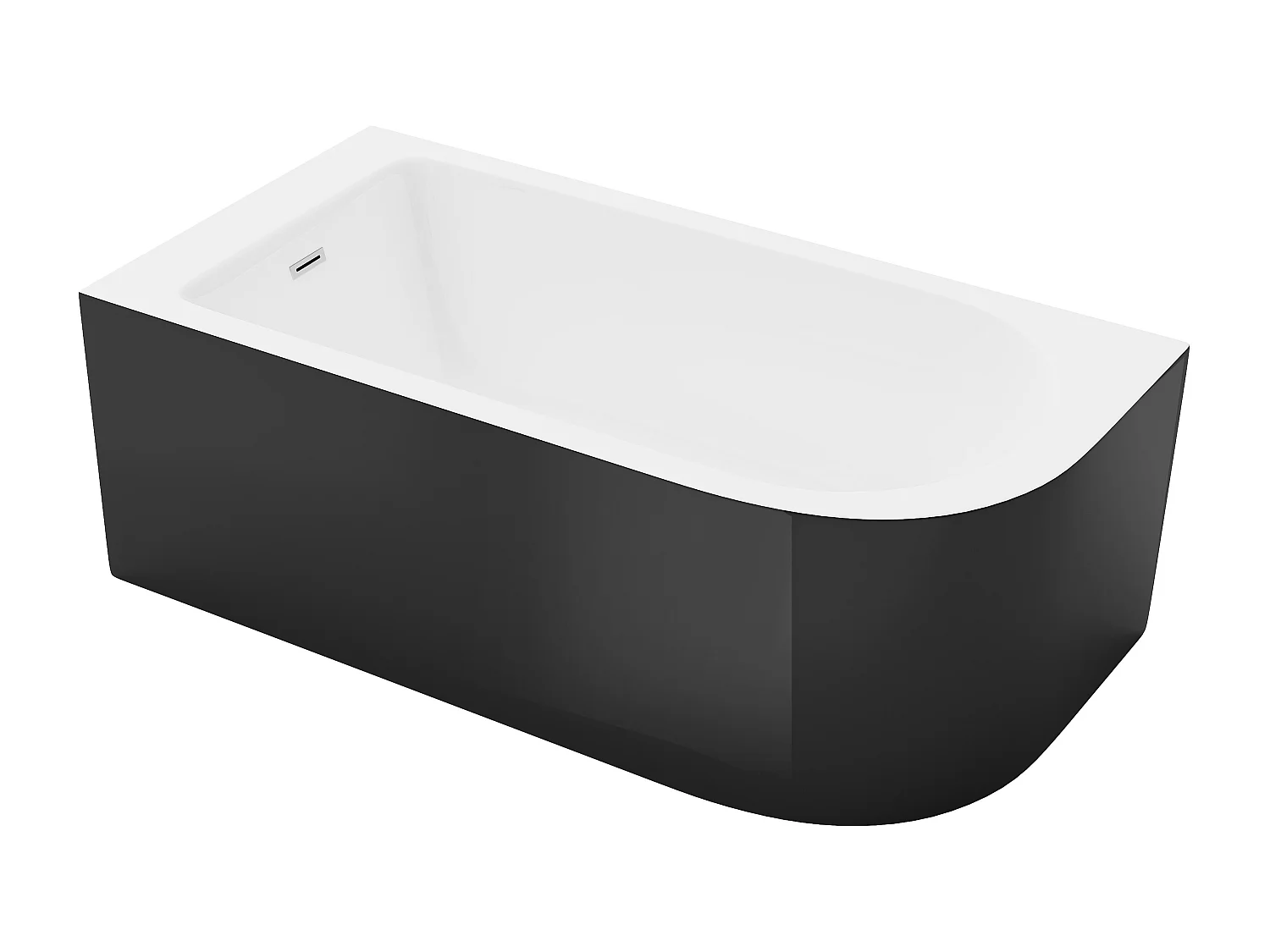 Hjørnebadekar - 240L - 170 x 75 x 58 cm - Skinnende sort - Venstre hjørne - ANIKA