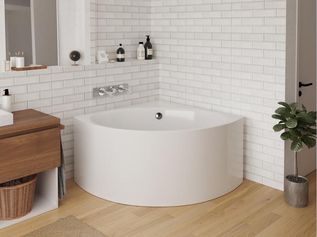 Bañera esquinera - 198 L - 120 x 120 x 63 cm - Blanco - Acrílico - COBITIS