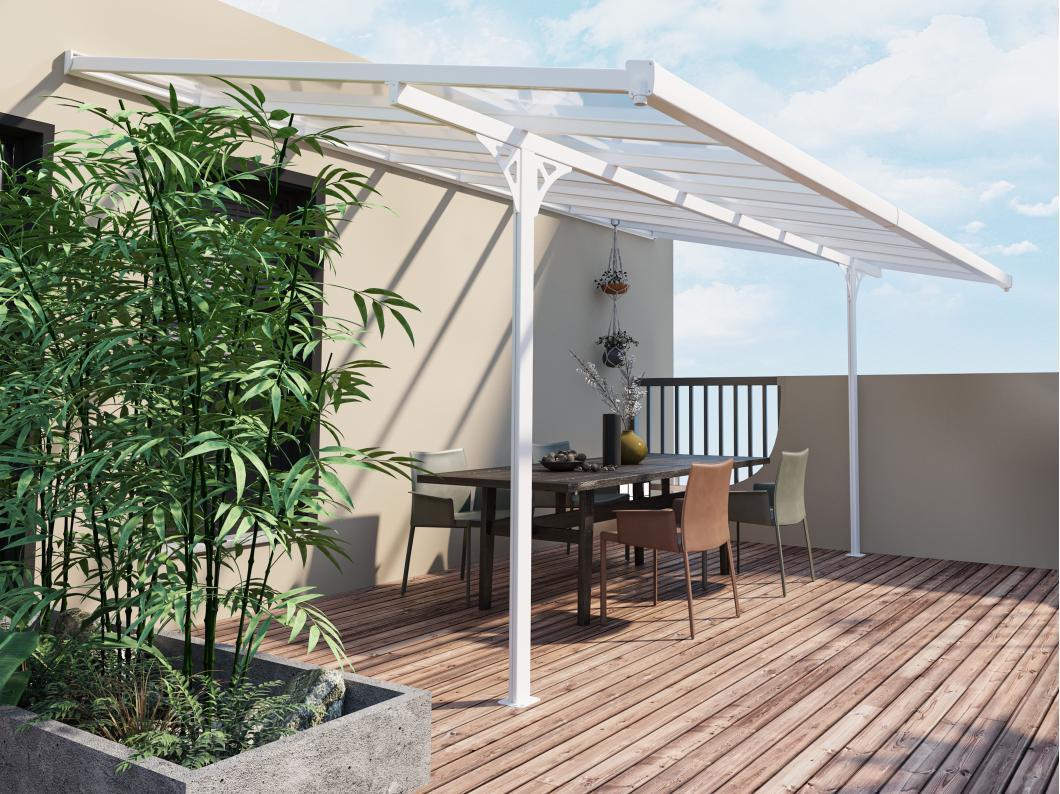 Aanleunende pergola in aluminium 13,2 m² - Wit - ALVARO