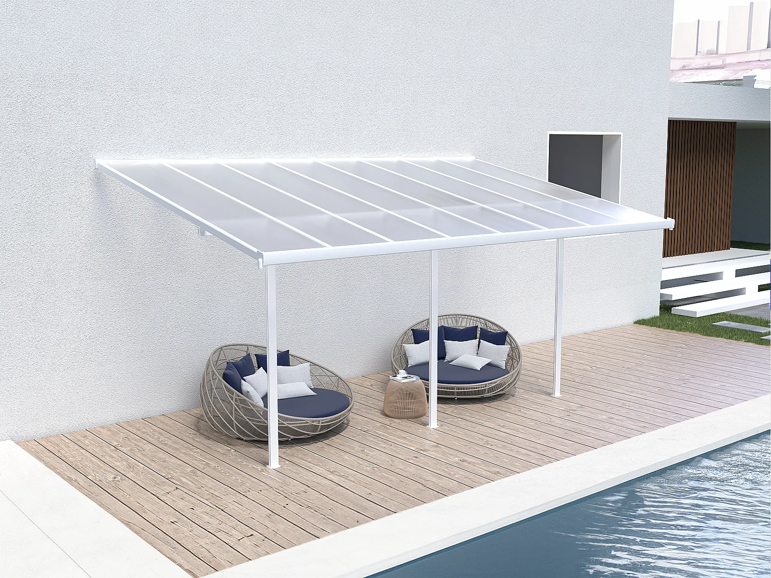 Aluminiumkonstruerad pergola-carport 15,1 m² vit ALVARO