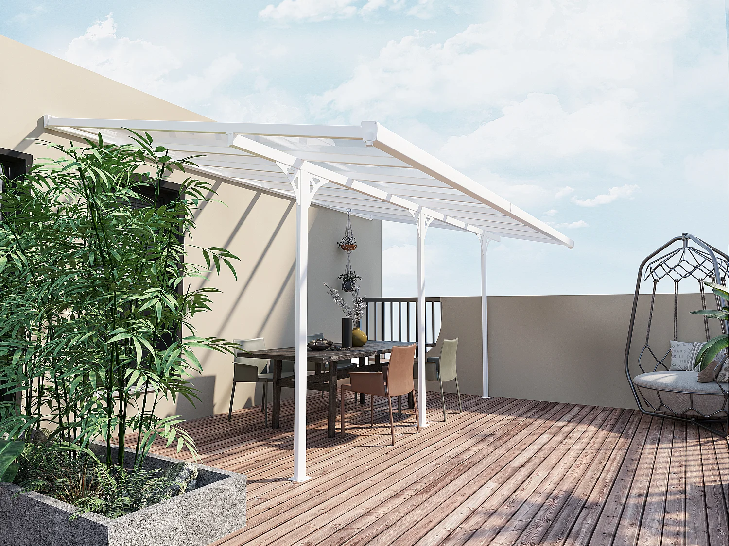 Aluminiumkonstruerad pergola-carport 15,1 m² vit ALVARO