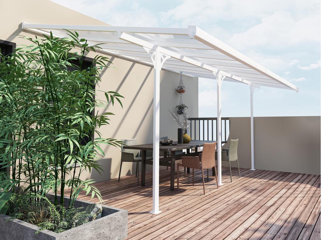 Wiata samochodowa pergola przyścienna z aluminium 15,1 m² biały - ALVARO