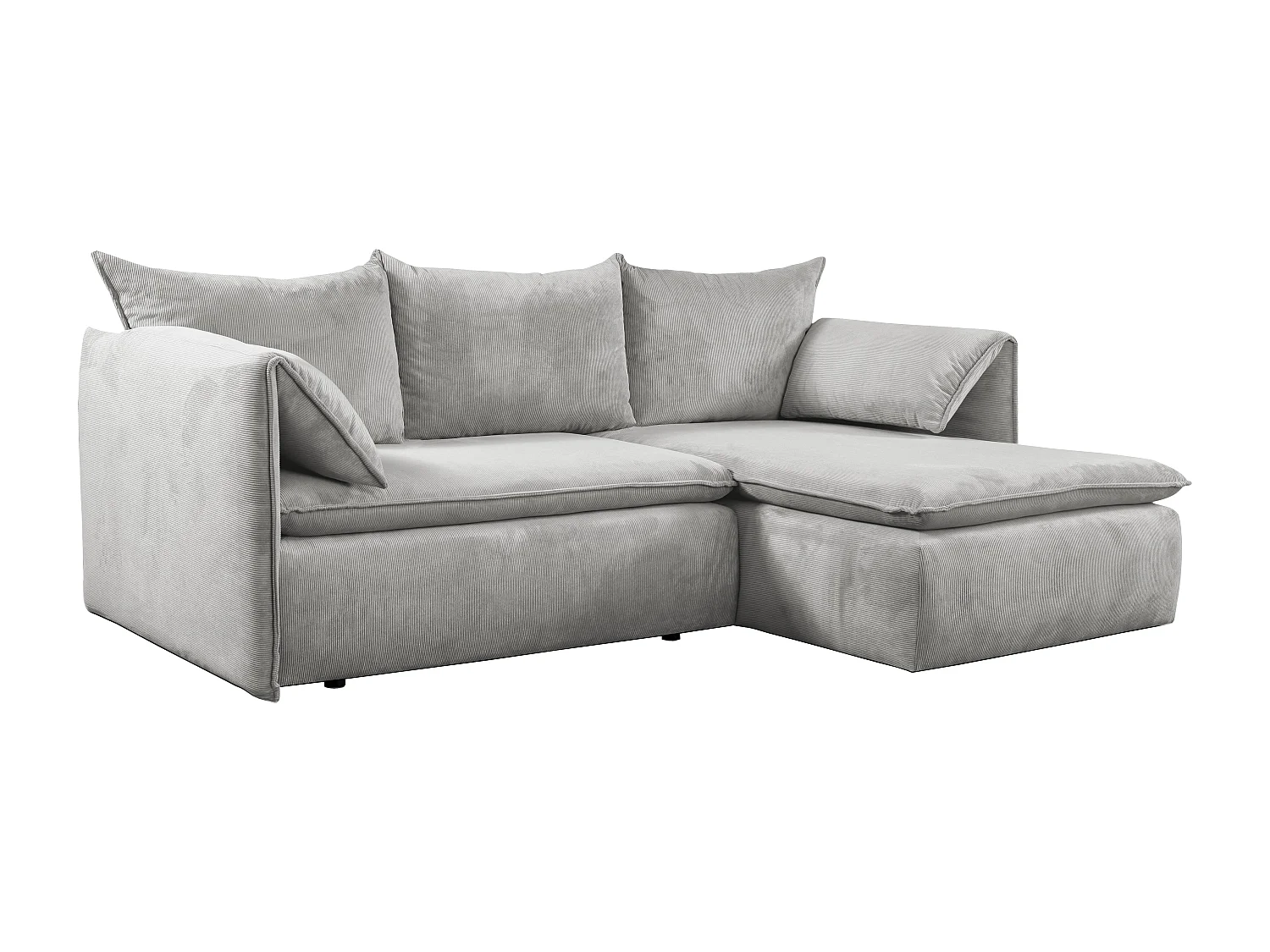 Sofá de canto direito convertível em veludo canelado fino cor cinza-claro - TEODORA de PASCAL MORABITO