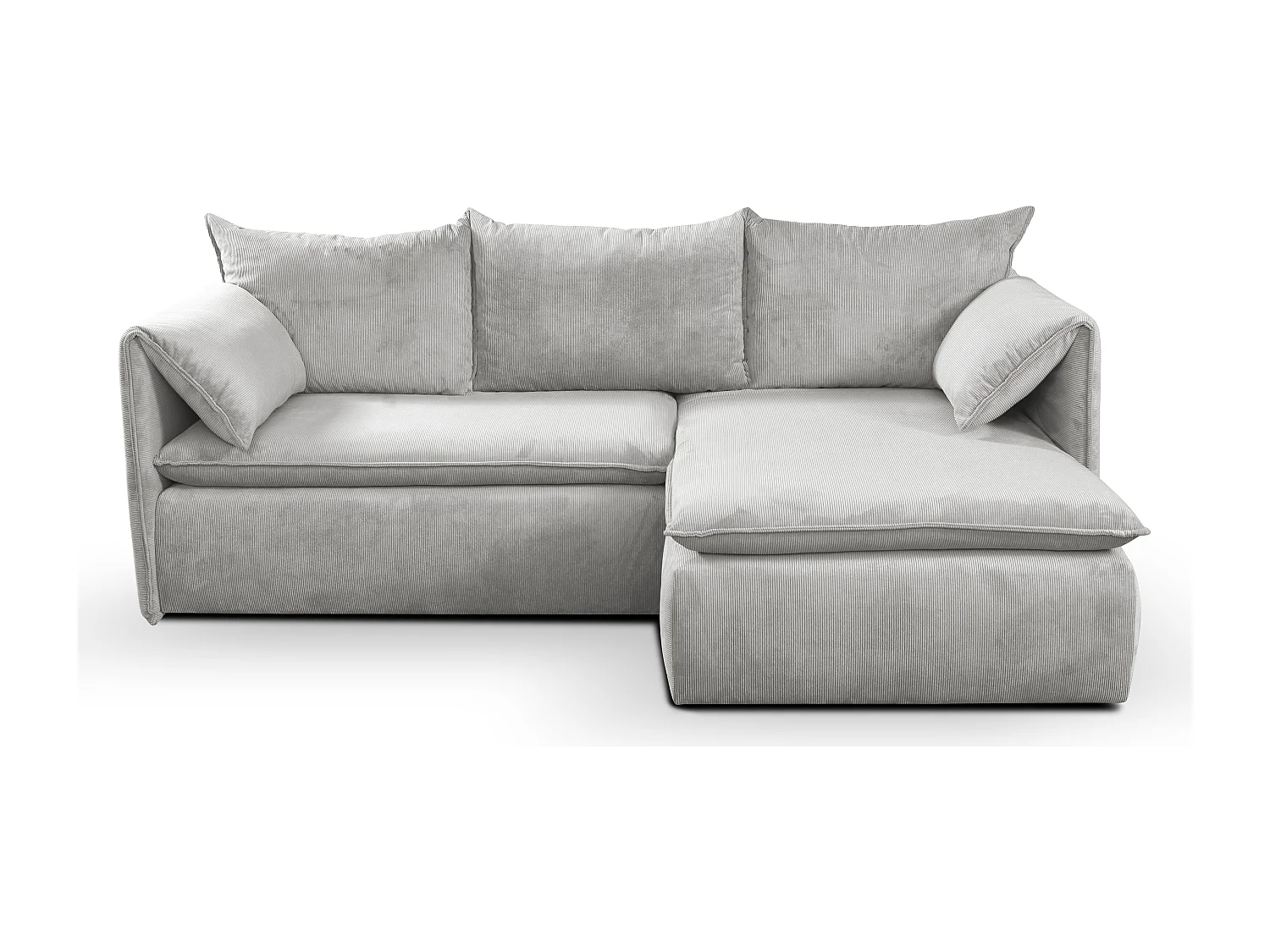 Sofá de canto direito convertível em veludo canelado fino cor cinza-claro - TEODORA de PASCAL MORABITO