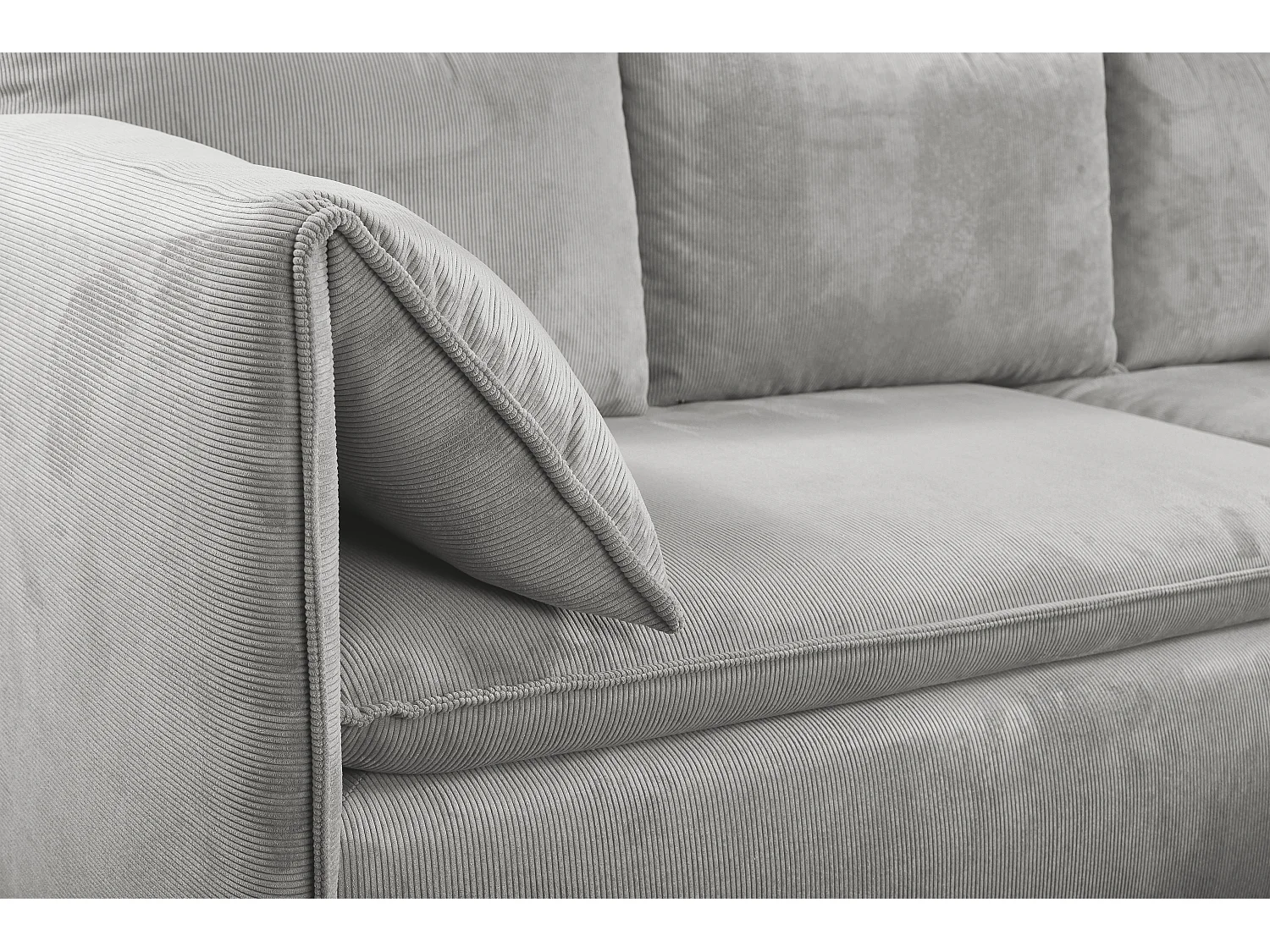 Sofá de canto direito convertível em veludo canelado fino cor cinza-claro - TEODORA de PASCAL MORABITO