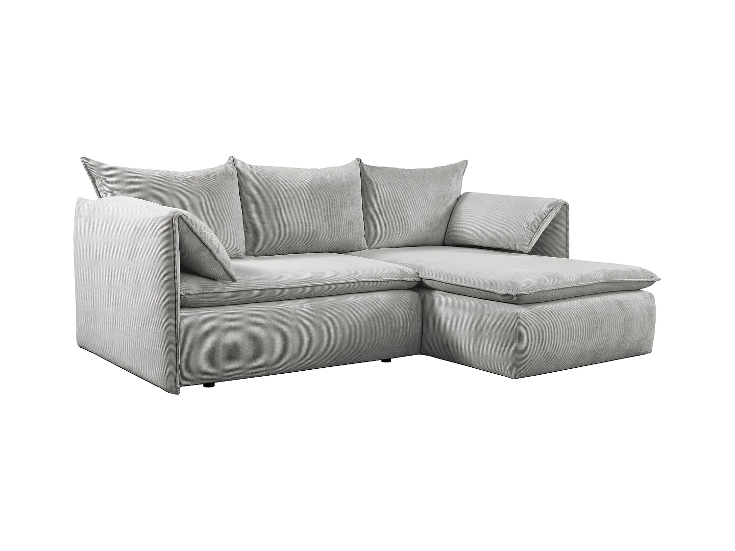 Ecksofa mit Schlaffunktion - Ecke Rechts - Feincord - Hellgrau - TEODORA