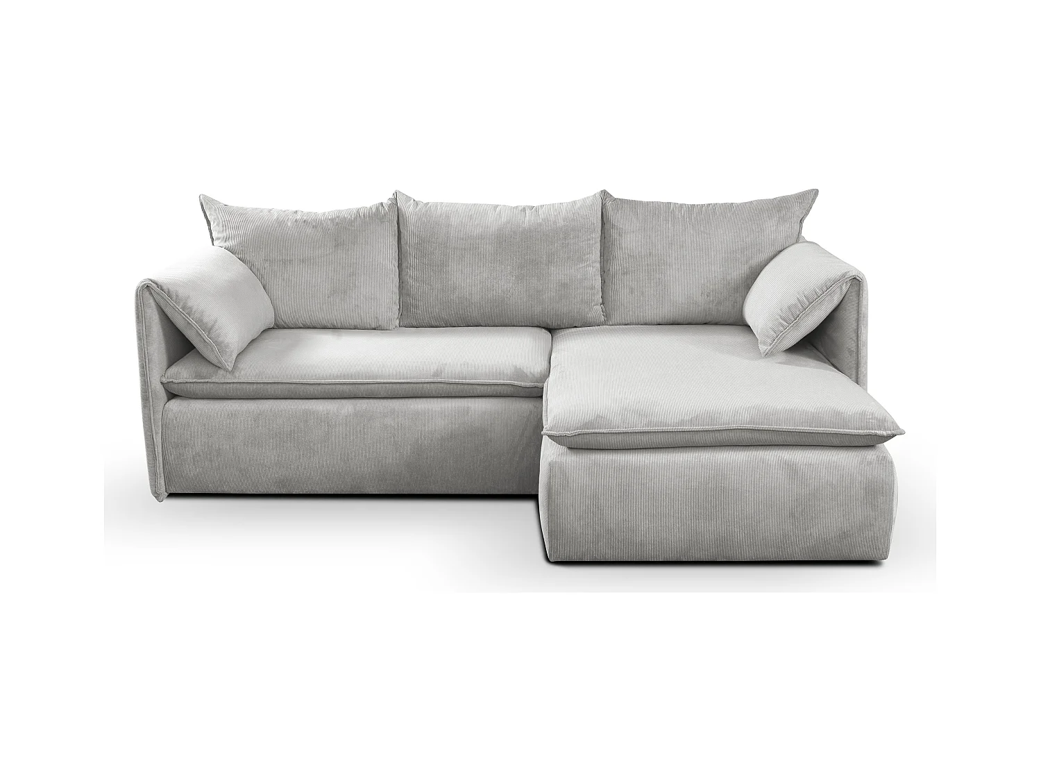 Ecksofa mit Schlaffunktion - Ecke Rechts - Feincord - Hellgrau - TEODORA