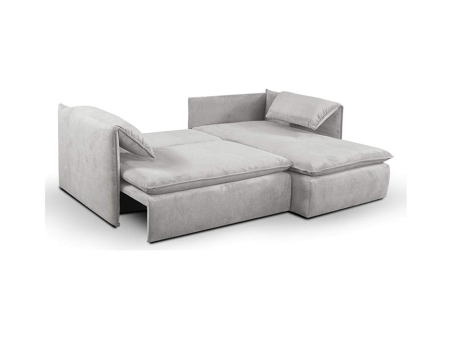 Ecksofa mit Schlaffunktion - Ecke Rechts - Feincord - Hellgrau - TEODORA