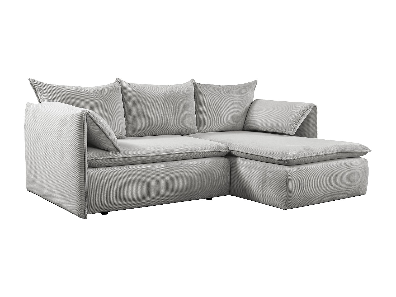 Ecksofa mit Schlaffunktion - Ecke Rechts - Feincord - Hellgrau - TEODORA günstig online kaufen