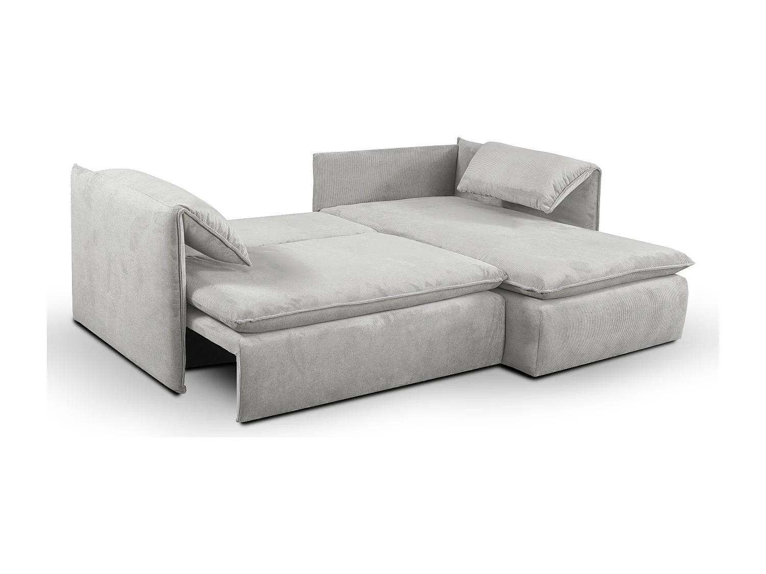 Hjørne-sovesofa venstrevendt i lysegrå fløjlssits corduroyfløjl TEODORA