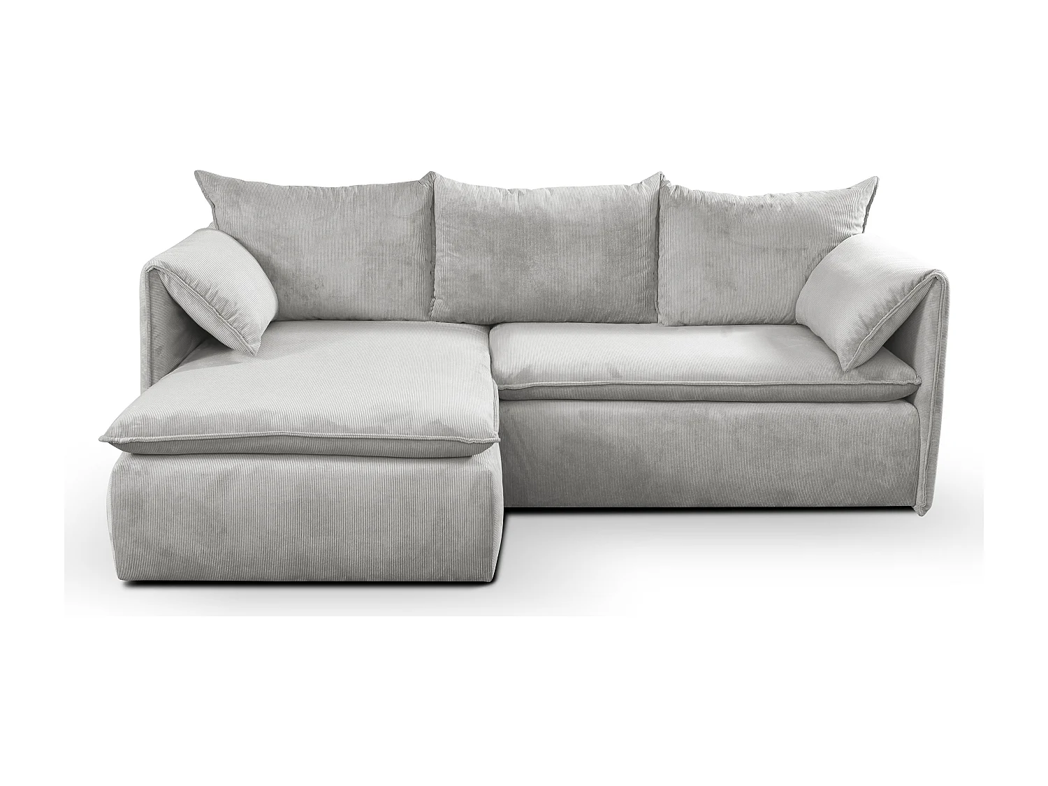 Canapé d'angle gauche convertible en velours côtelé fines côtes gris clair TEODORA