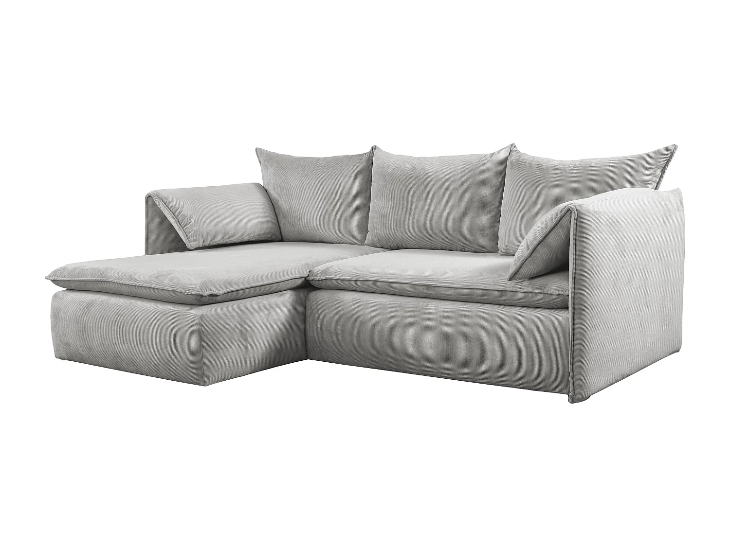 Sofá de canto esquerdo convertível em veludo canelado fino cor cinza-claro - TEODORA de PASCAL MORABITO