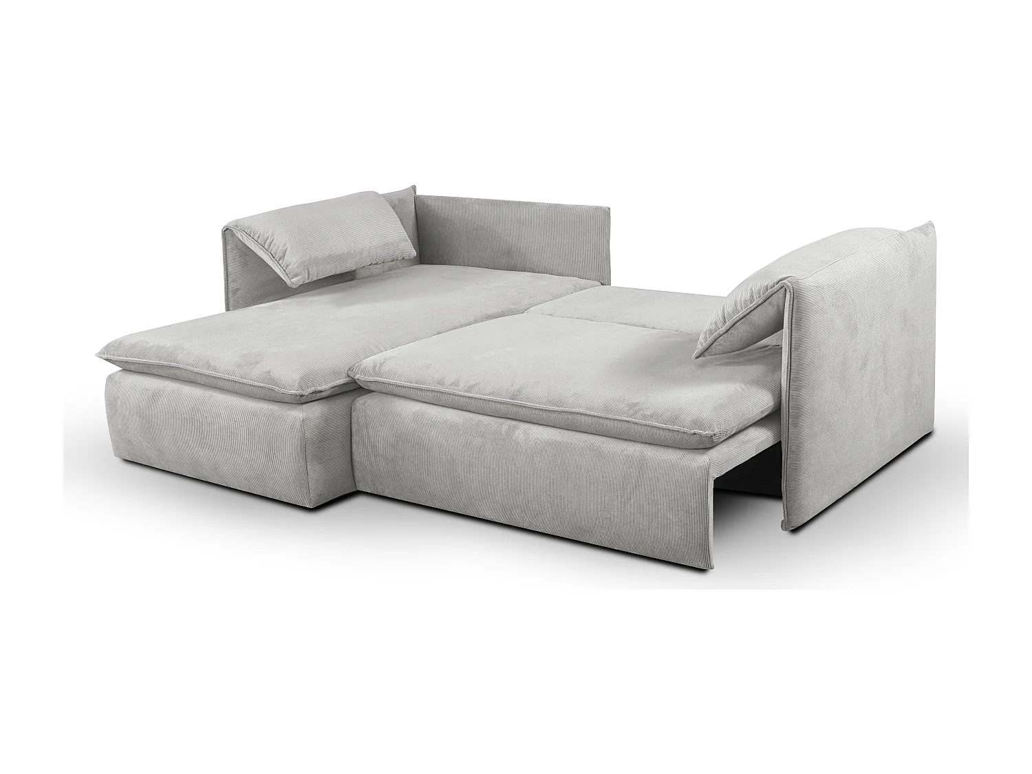 Sofá de canto esquerdo convertível em veludo canelado fino cor cinza-claro - TEODORA de PASCAL MORABITO