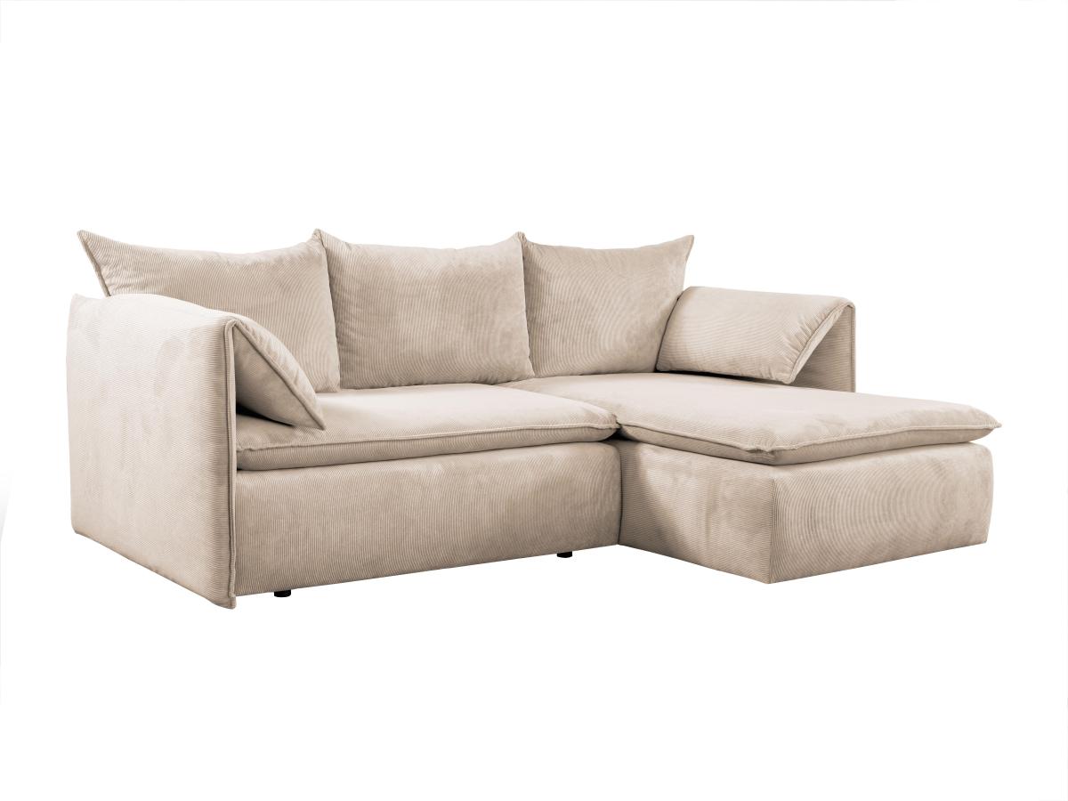 Ecksofa mit Schlaffunktion - Ecke Rechts - Cord - Beige - TEODORA günstig online kaufen