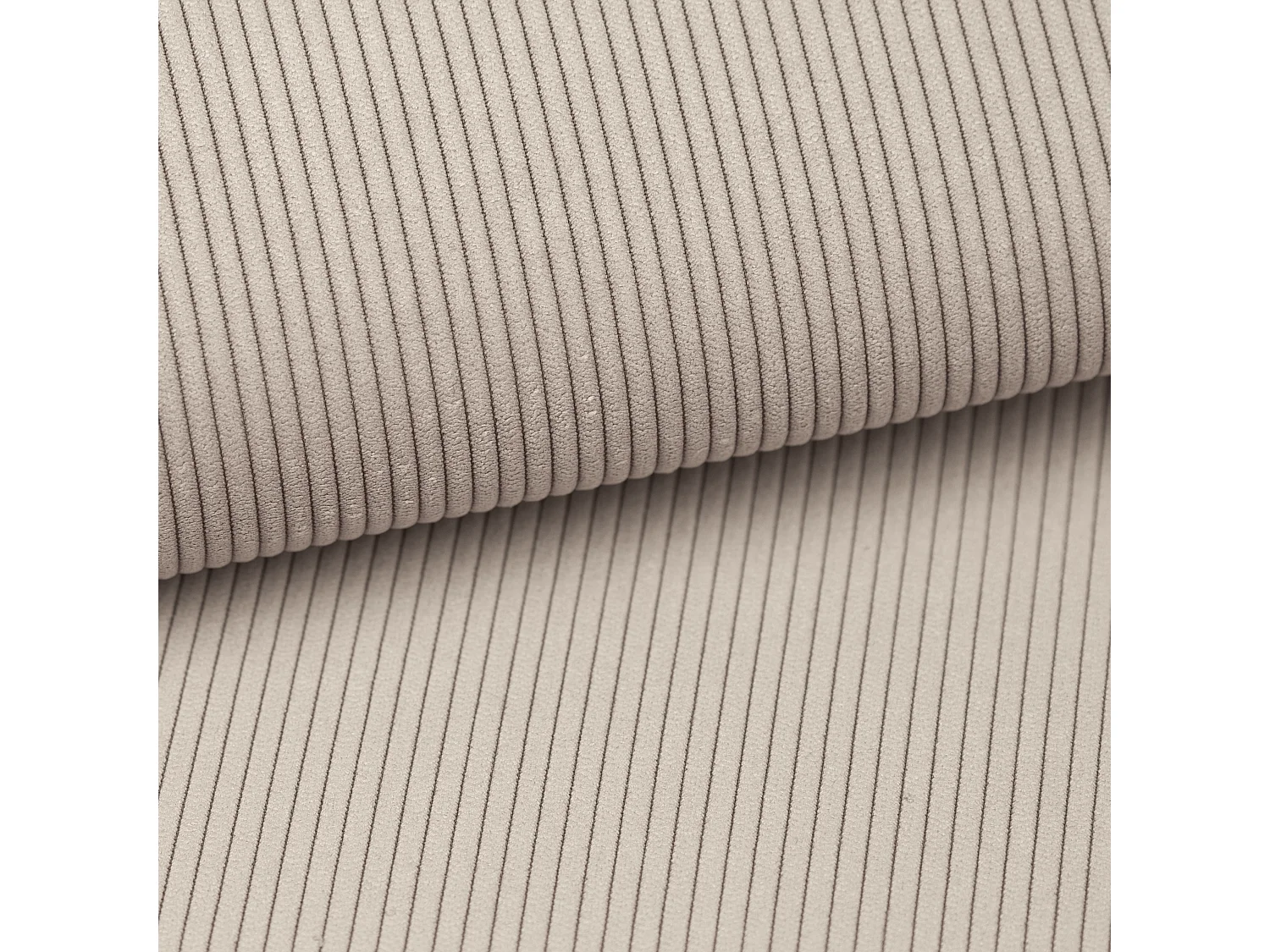 Canapé d'angle droit convertible en velours côtelé fines côtes beige TEODORA