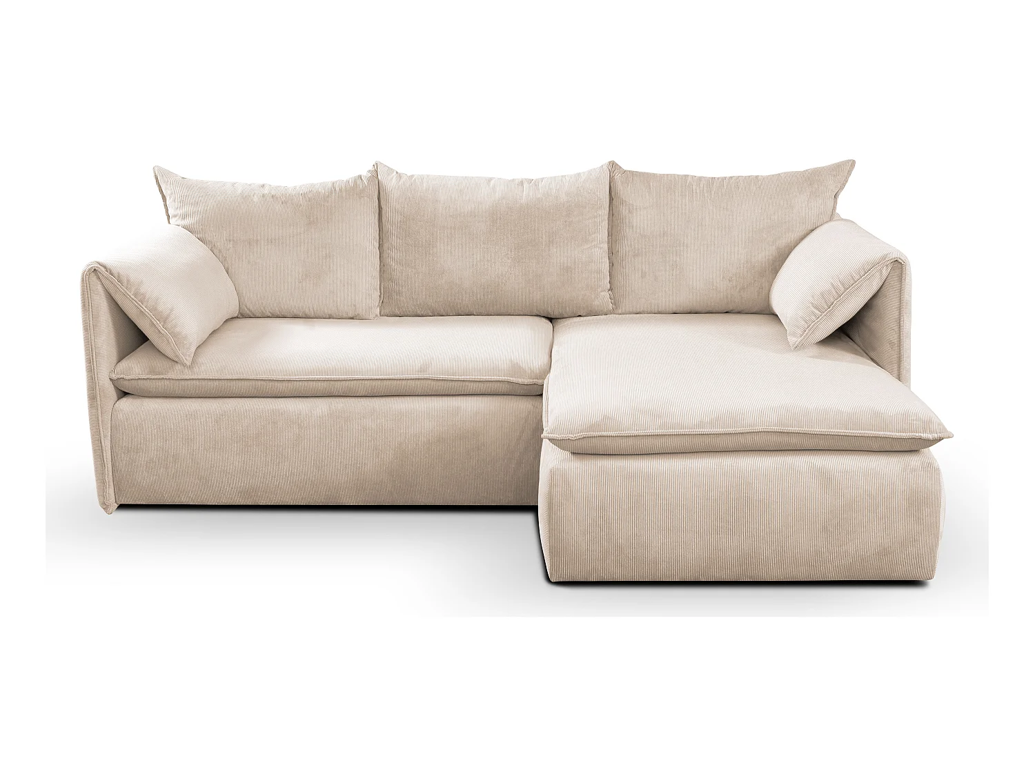 Sofá cama rinconera de terciopelo de canalé beige TEODORA de PASCAL MORABITO - Ángulo derecho