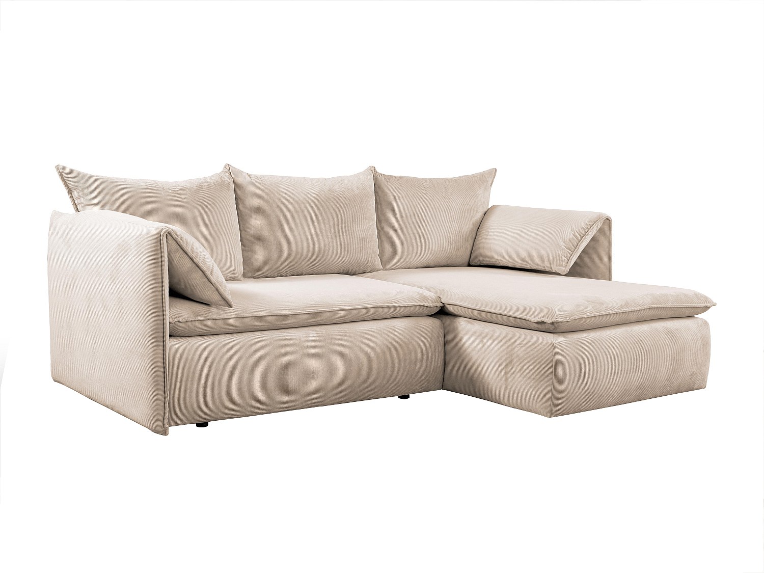 Ecksofa mit Schlaffunktion - Ecke Rechts - Feincord - Beige - TEODORA günstig online kaufen
