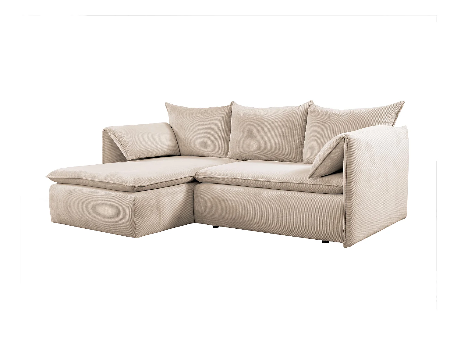 Sofá cama rinconera de terciopelo de canalé beige TEODORA de PASCAL MORABITO - Ángulo izquierdo