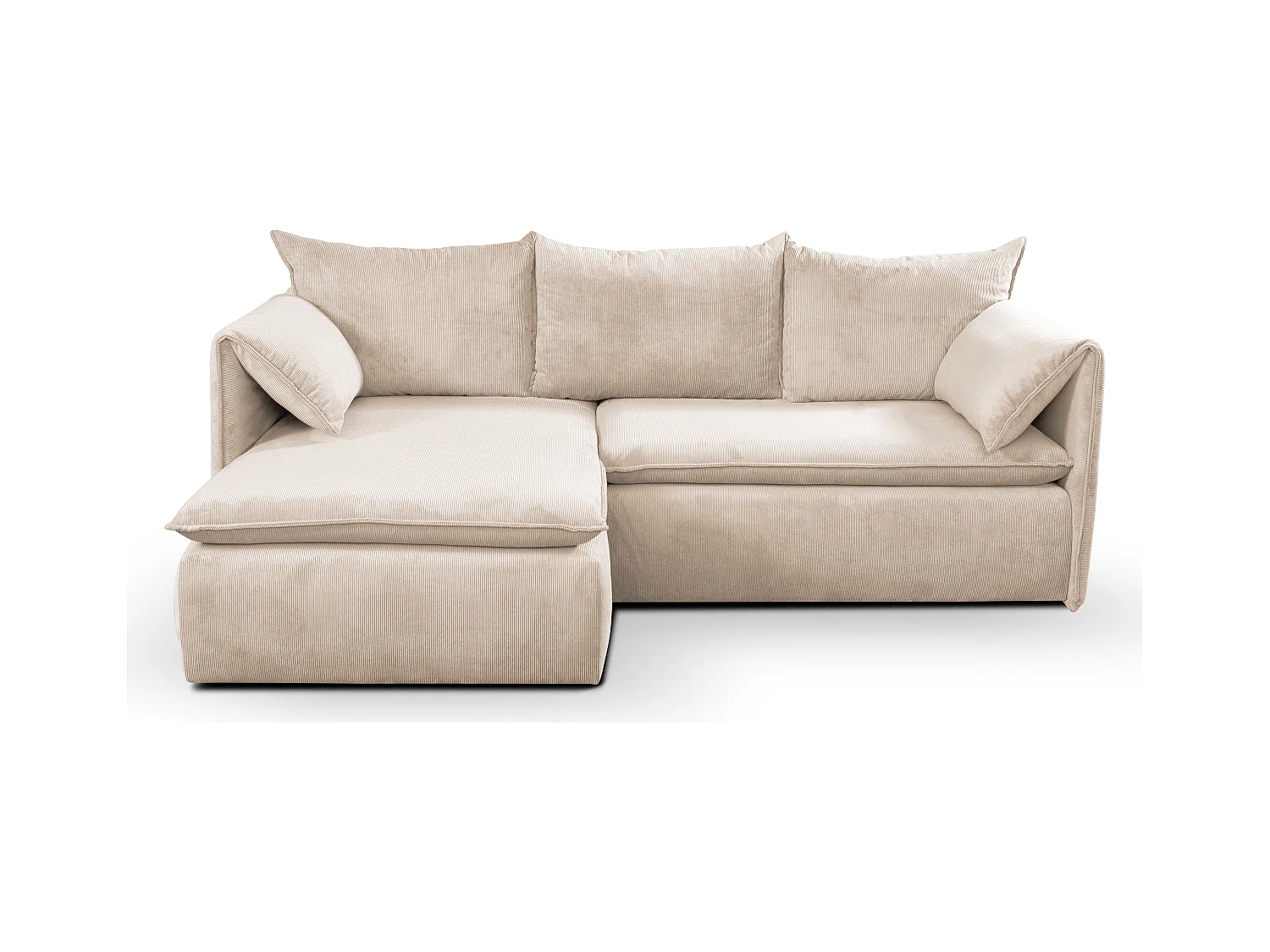 Sofá cama rinconera de terciopelo de canalé beige TEODORA de PASCAL MORABITO - Ángulo izquierdo