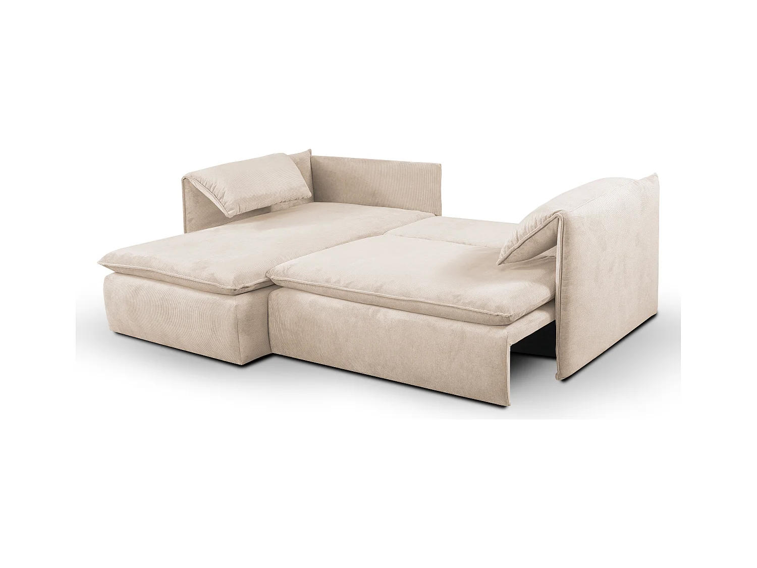 Sofá cama rinconera de terciopelo de canalé beige TEODORA de PASCAL MORABITO - Ángulo izquierdo