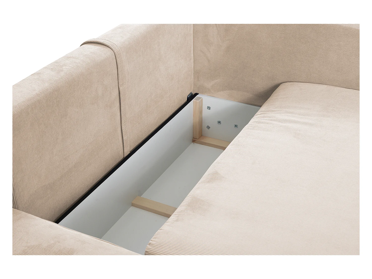 Sofá cama rinconera de terciopelo de canalé beige TEODORA de PASCAL MORABITO - Ángulo izquierdo