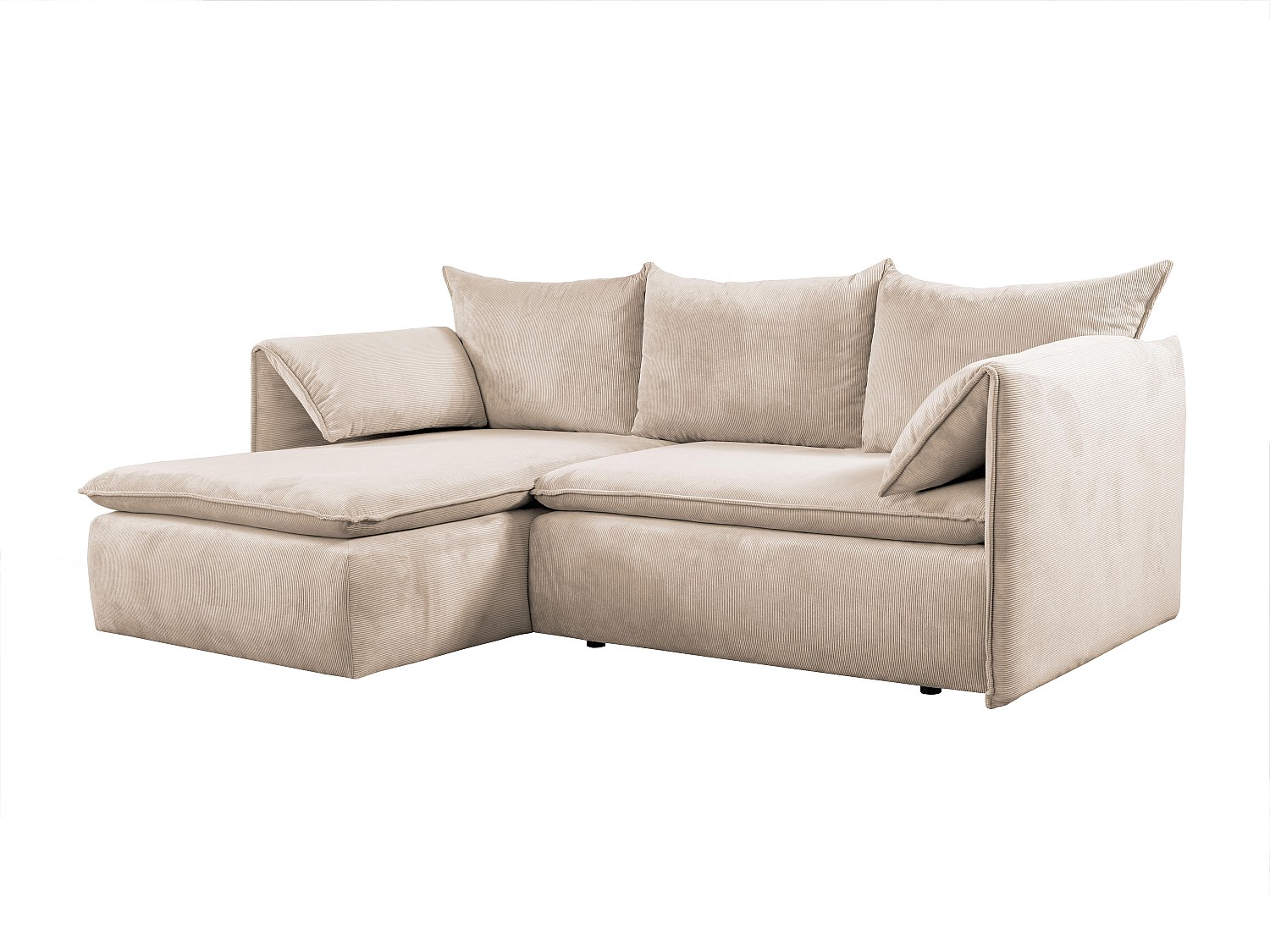 Ecksofa mit Schlaffunktion - Ecke Links - Feincord - Beige - TEODORA günstig online kaufen