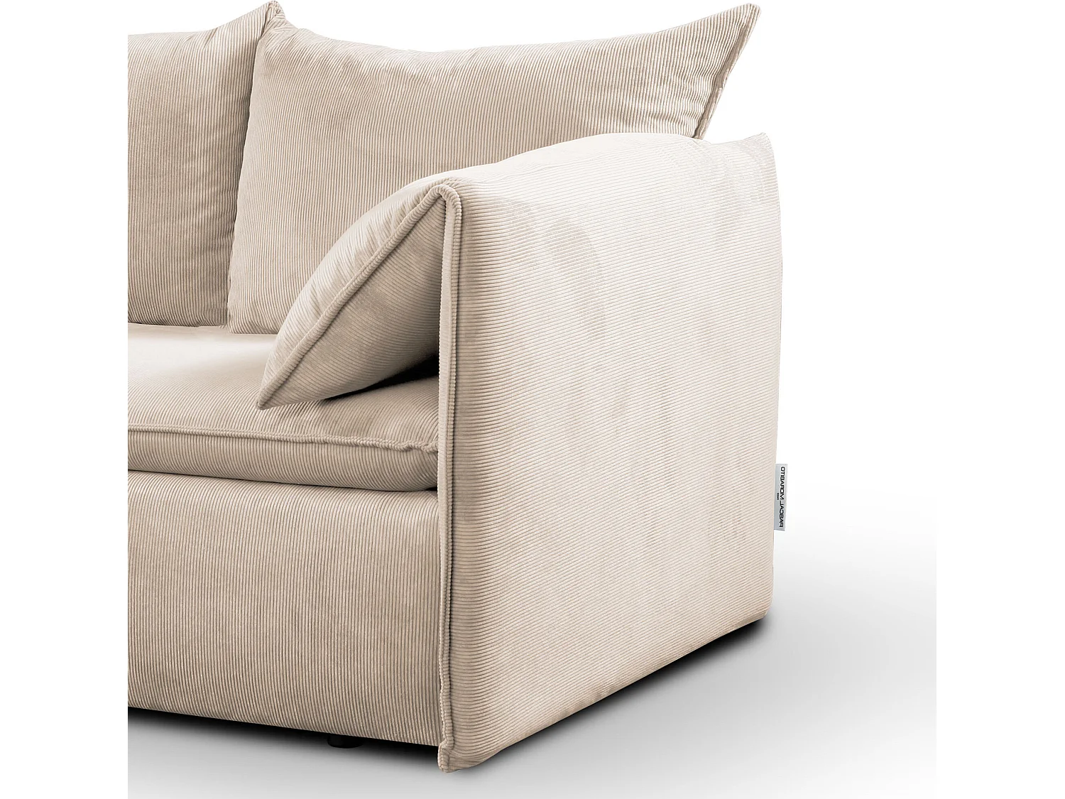 Canapé d'angle gauche convertible en velours côtelé fines côtes beige TEODORA