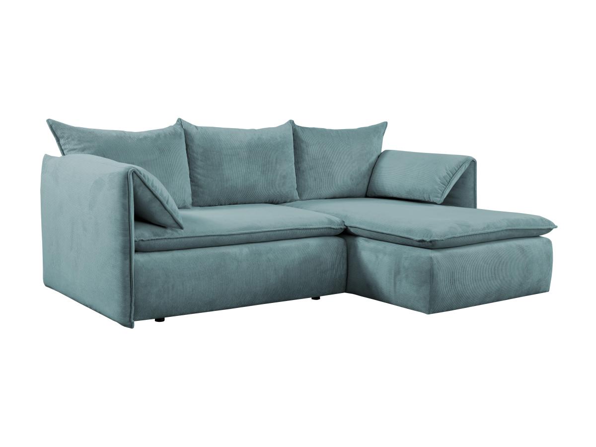 Ecksofa mit Schlaffunktion - Ecke Rechts - Cord - Blau - TEODORA günstig online kaufen