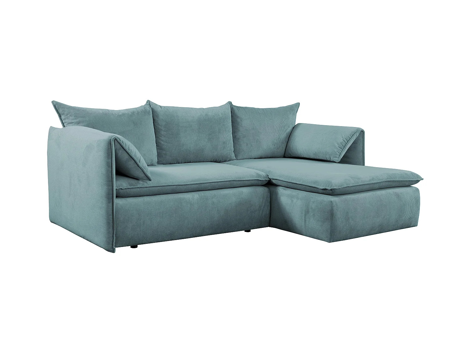 Ecksofa mit Schlaffunktion - Ecke Rechts - Feincord - Blau - TEODORA