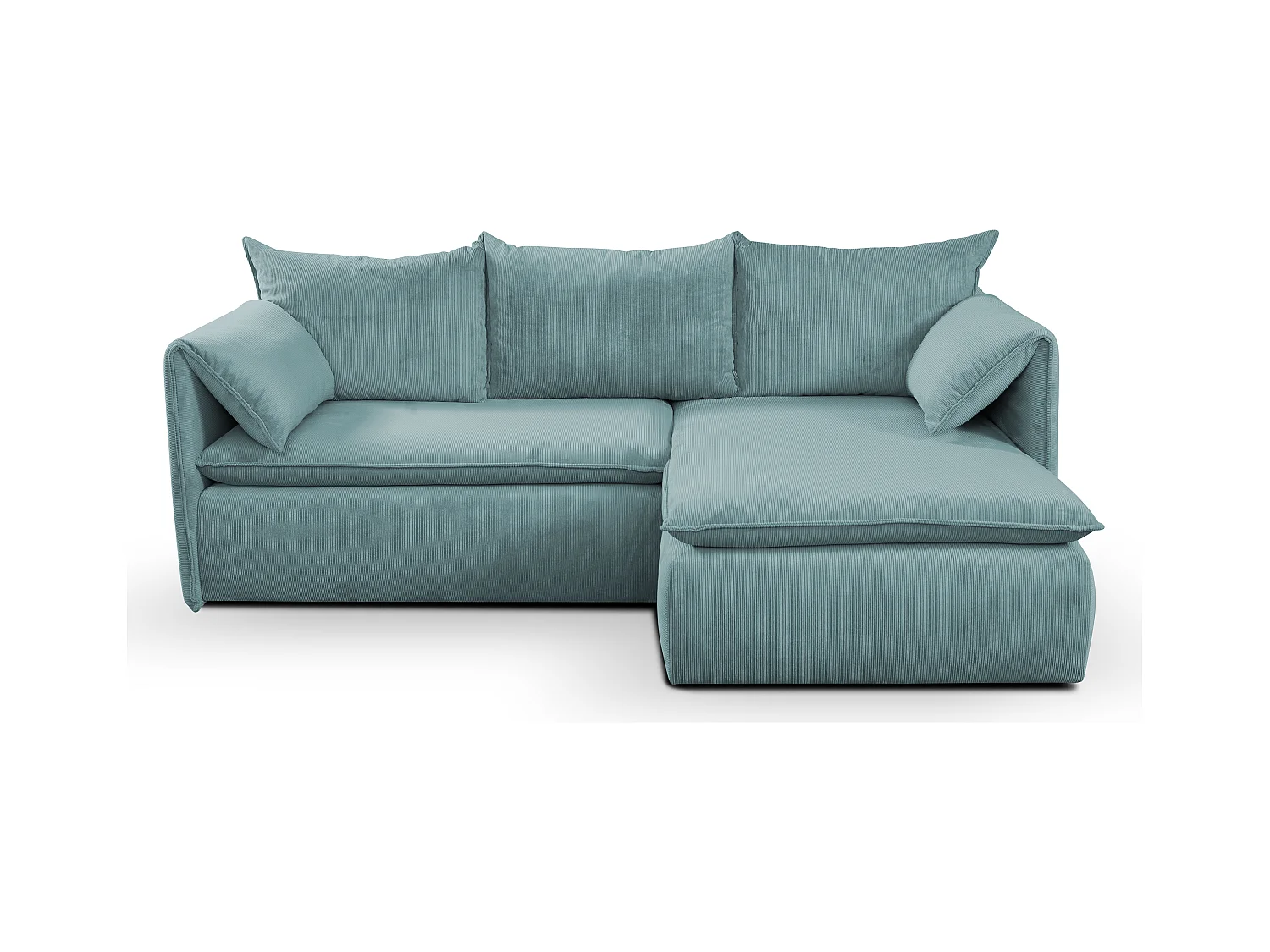 Ecksofa mit Schlaffunktion - Ecke Rechts - Feincord - Blau - TEODORA